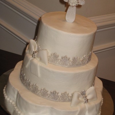 Monogram Cross Baptism Cake