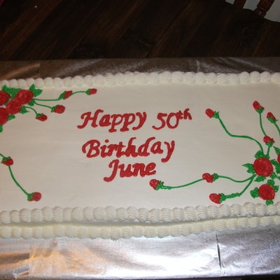 Red Rose Birthday Sheet Cake