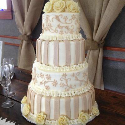 Cream And Champagne Wedding Cake