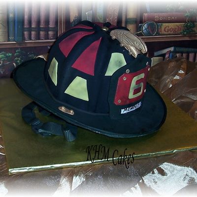 Well Worn Fireman's Helmet Done For Groom's Cake