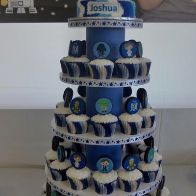 Cupcake Tree Done In Baby Star Wars Theme For A Boys First Birthday