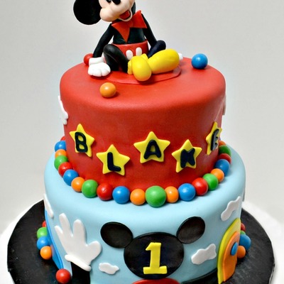 Mickey Mouse And Accents Are Fondant Cake Covered In Fondant