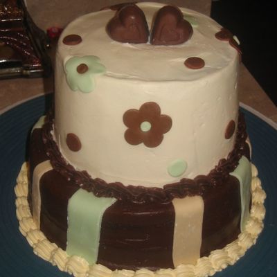 Brown, Cream & Green Cake