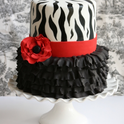 I Made This For A Friends 40 Th Birthday The Ruffles Were Done Using The Cel Stick And I Hand Painted The Zebra Stripe Using Straight Black...