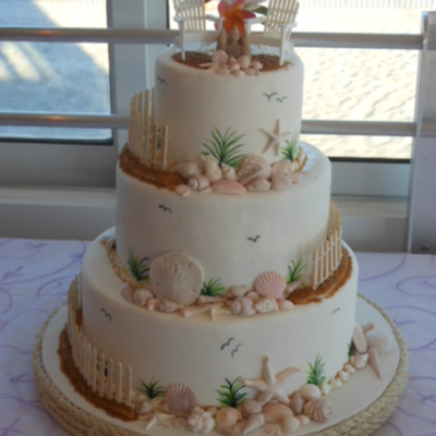 Michelle & Norbi's Beach Wedding Cake
