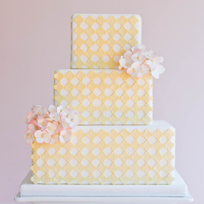 Yellow Quatrefoil And Pink Hydrangeas