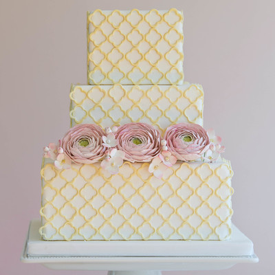 Quatrefoil Cutouts With Sugar Ranunculus And Hydrangea