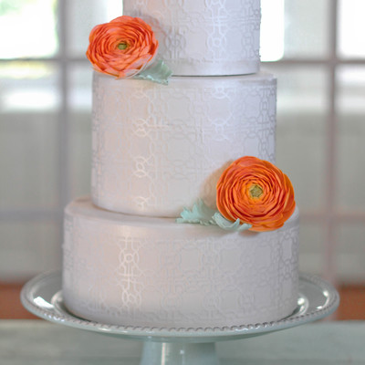 Fondant Covered Cake With Edible Rice Paper My New Technique Sugar Ranunculus Aqua Leaves