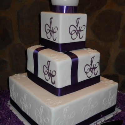 Purple And White Wedding Cake