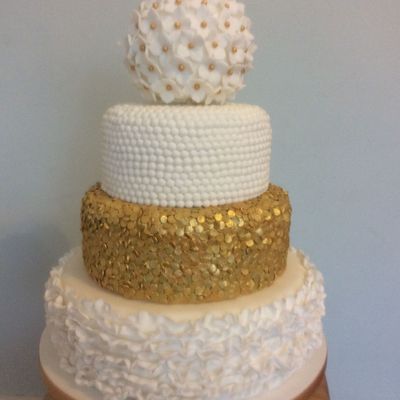 Gold And White Colour Scheme Frillssequinspearls And Flowers