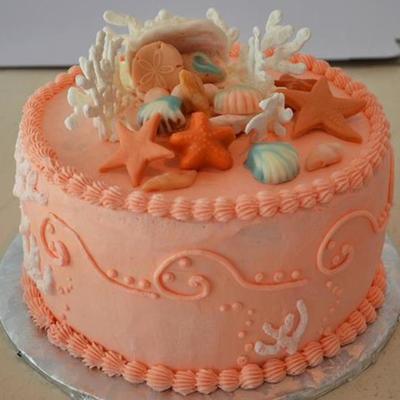 Coral Seashell Wedding Cakeroyal Icing Coral And Gumpaste And Choc Shells