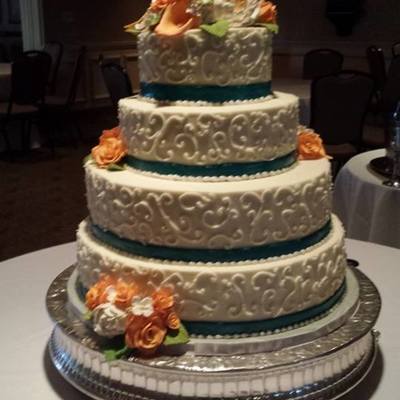 Scroll Wedding Cake With Gumpaste Flowers