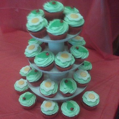 Ladybugs And Flowers Cupcakes