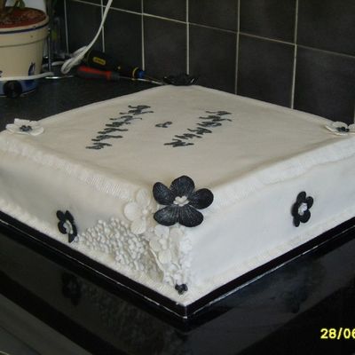 Black And White Anniversary Cake