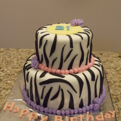 Zebra Print 21St Birthday Cake