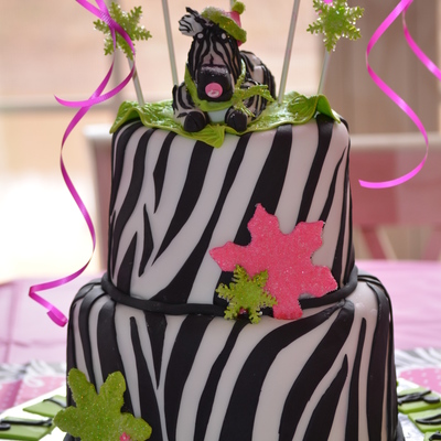 Wintery Zebra Baby Shower Cake For My Daughters 3Rd Baby Cake Was Also Zebra Striped Inside