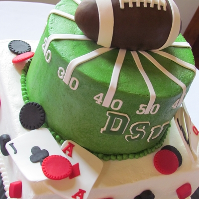 Football/poker Grooms Cake