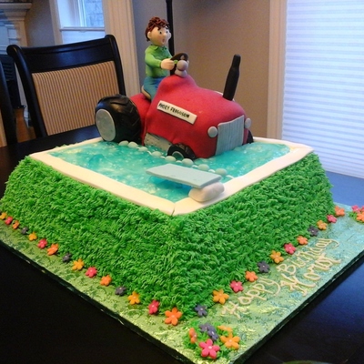 This Cake Has A Story Behind The Recipient Had A Good Laugh Remembering The Day He Accidentally Done His Tractor In The Pool 30 Years Ago