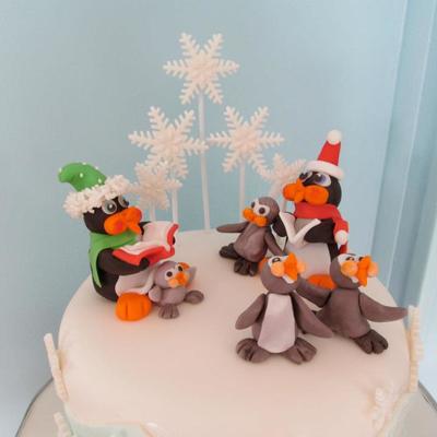 Penguins Singing Christmas Carols I Saw This Cake In A Book And Done It A Little Different
