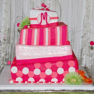 Pink And White Topsy Turvy Wedding Cake