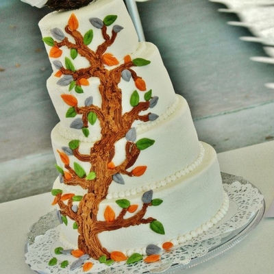 Tree With Birds Wedding Cake