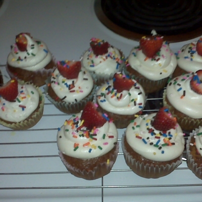 Carrot Cupcake With Strawberries On Top