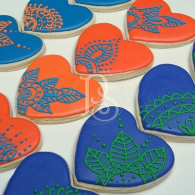 Mehndi-Inspired Heart Cookies