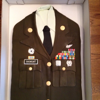 First Try At A Military Uniform White Cake With Vanilla Fondant All The Awards Pins And Buttons Are Gum Paste Could Have Done Much Bet