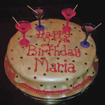 Cocktail Party Table Birthday Cake