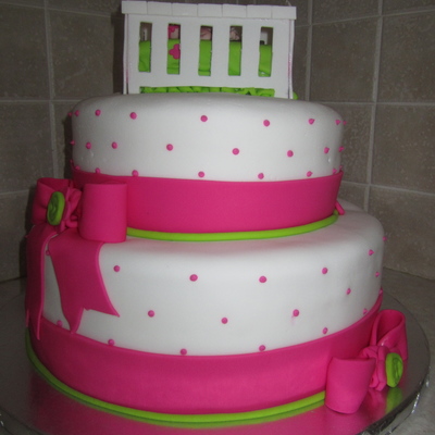Pink/lime Baby Shower Cake