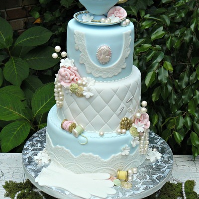 Vintage Pastel 80Th Birthday Cake