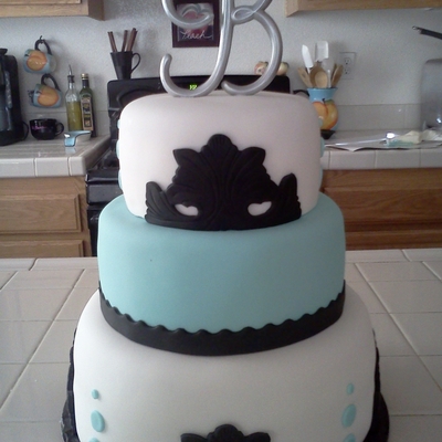 Black And Teal Wedding Cake