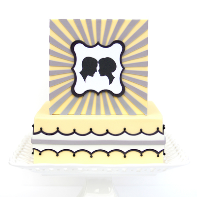 Vintage Stripe And Silhouette Cake