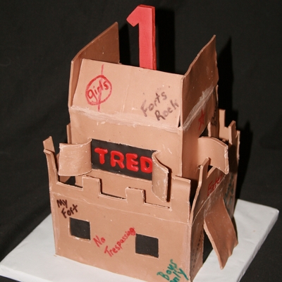 Cardboard Box Fort Cake