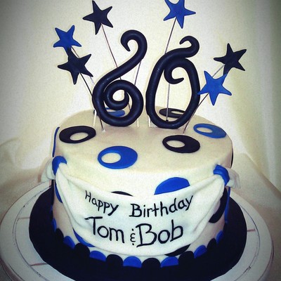 Blue And Black 60Th Birthday Cake