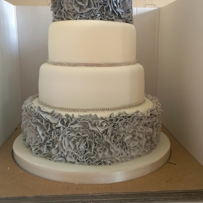 5 Tier Grey Ruffles With Diamonte Trim