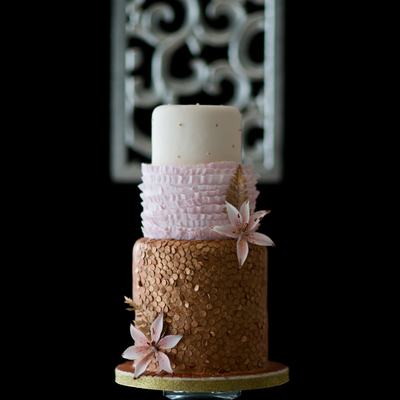 Gold Sequin Wedding Cake