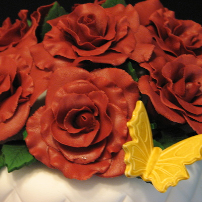 Quilted Birthday Cake With Roses And Butterflies