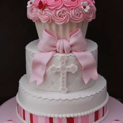 Cupcake Baptism Cake