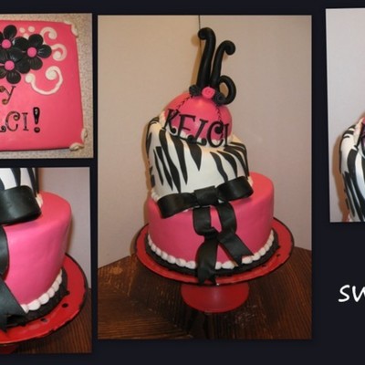 Chocolate Bottom And White With Pink Sprinkles Top Used My Mad Dadder Topsy Turvy Pans For The First Time Rct Soft Ball Fondant Covering