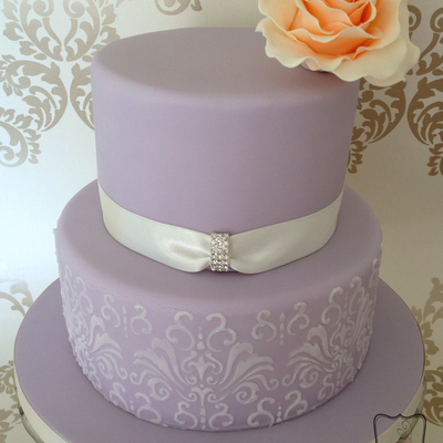 Lilac Cake With Peach Ombre Rose