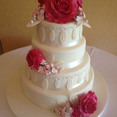 Filigree Rose Wedding Cake