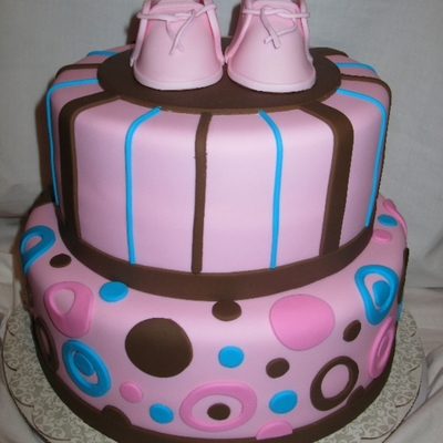 Pink Brown Turquoise W/fondant Booties