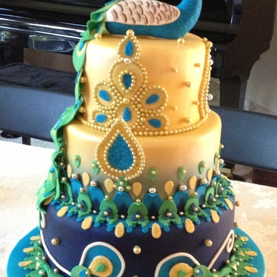 Indian Themed Peacock Cake