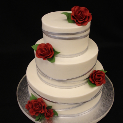 Buttercream Cake With Hand Painted Fondant Strips