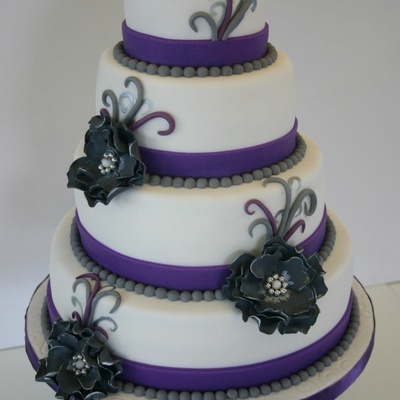 White Purple Wedding Cake