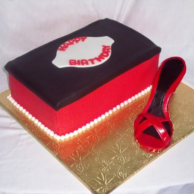 Red Shoebox And Heel Cake