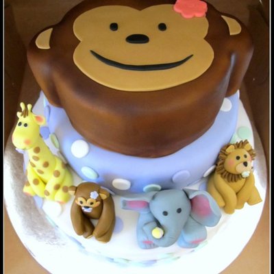 Monkey Cake With Safari Animals