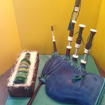 Scottish Bagpipes 3D With Glenfeddich Bottle