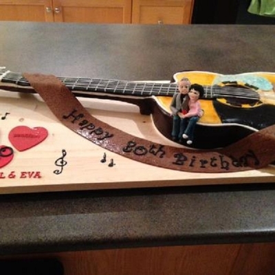 80Th Birthday And 60Th Anniversary Cake Guitar